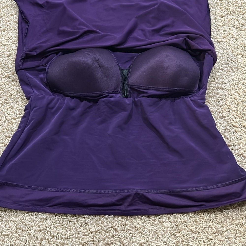 Lands End Women's Smoothing Control High Neck Tankini Swimsuit Top Purple 20W - Picture 8 of 10